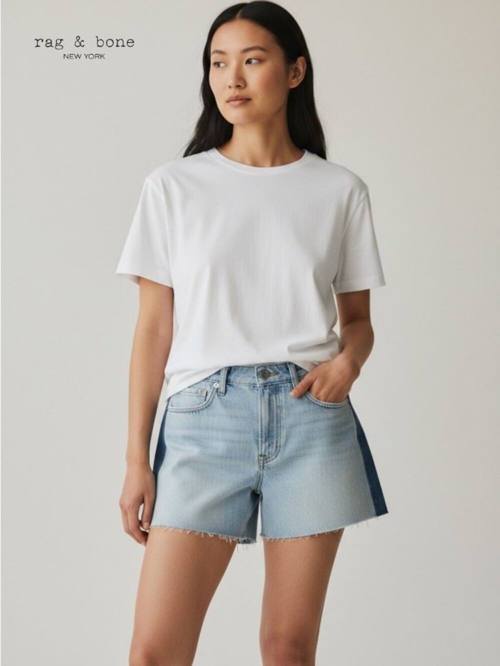 Rag & Bone Two Tone Cut Off Denim Shorts
